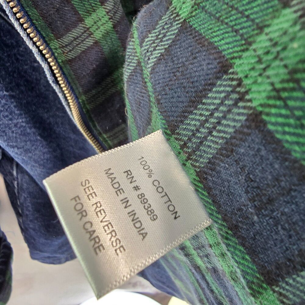 Vintage Denim Jacket Womns 3X Jean 80s 90s Flannel Lined Green Plaid Dark Medium - Picture 9 of 12